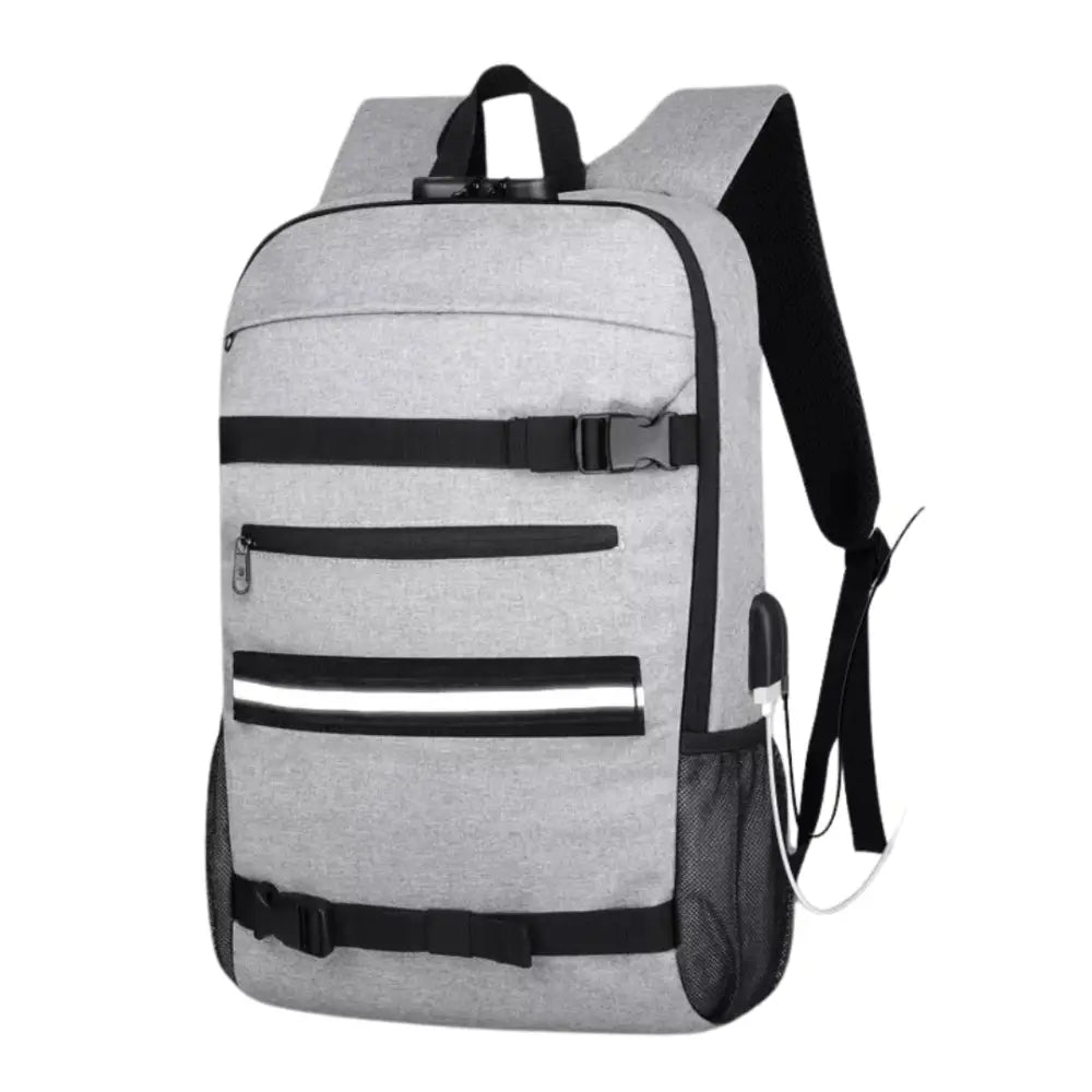 Ulovila nabíjecí batoh se zámkem a poutky na skateboard - PRO ŠKOLU