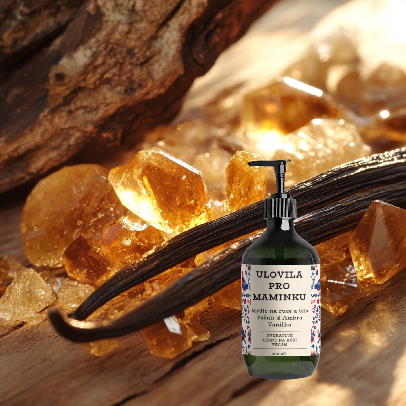 Ulovila pro maminku Pačuli & Ambra Vanilka - NAŠE ORIGINÁLNÍ LIMITOVANÁ EDICE PŮL LITRU MÝDLA
