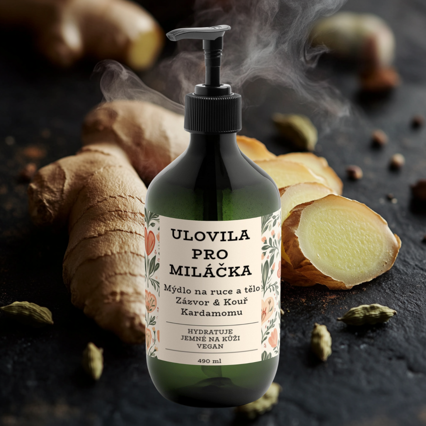 Ulovila pro miláčka Zázvor & Kouř Kardamomu - NAŠE ORIGINÁLNÍ LIMITOVANÁ EDICE PŮL LITRU MÝDLA