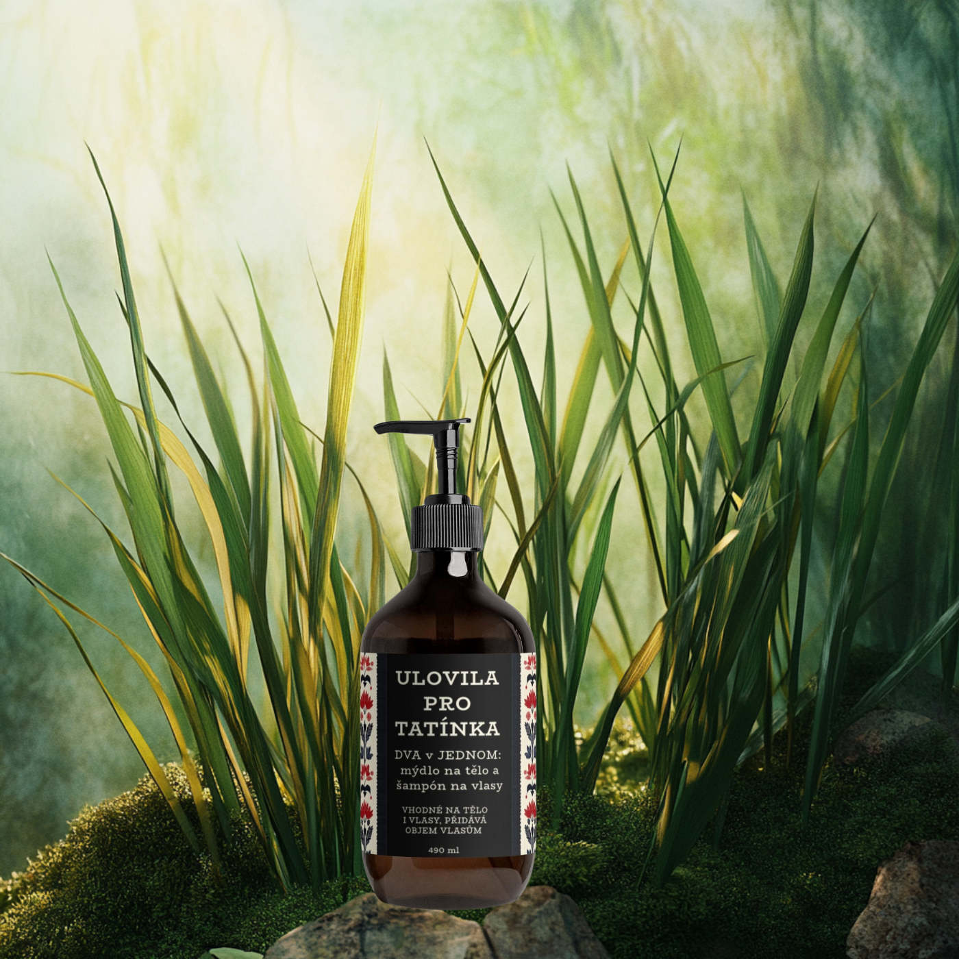 Ulovila pro tatínka Čerstvě posečená tráva & Ambra Vetiver - NAŠE ORIGINÁLNÍ LIMITOVANÁ EDICE PŮL LITRU MÝDLA