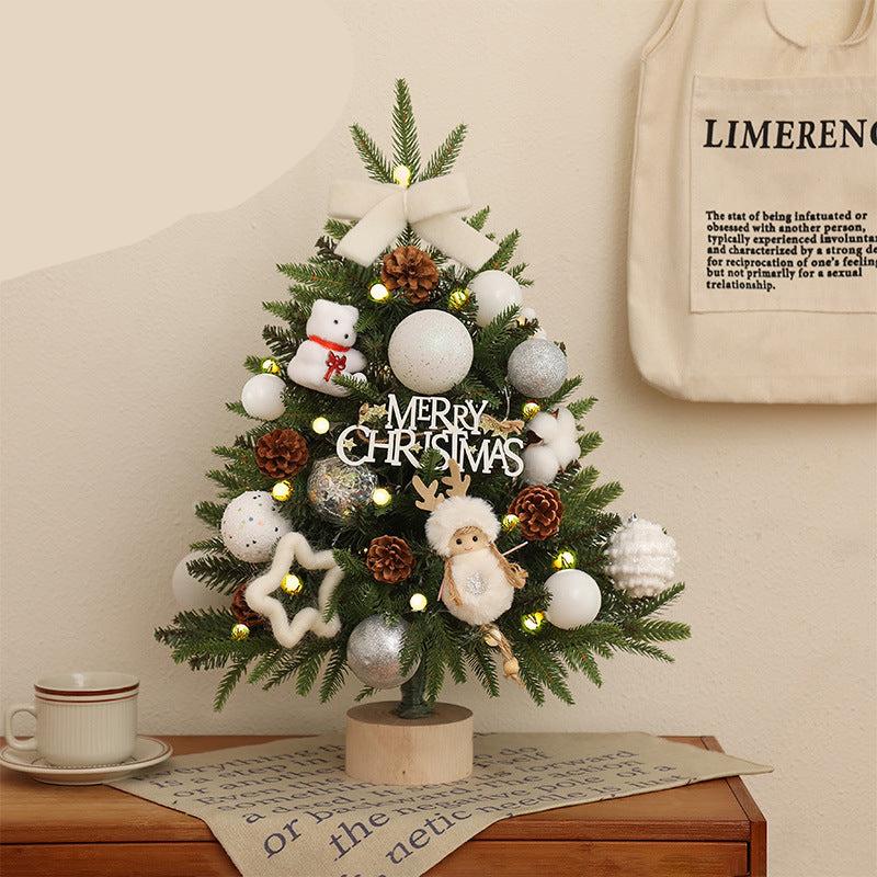 Bílý Vánoční stromek ozdobený - bílý, přírodní, prostý styl, velikosti 30cm, 45cm, 60cm