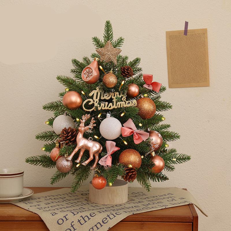 Růžový Vánoční stromek ozdobený - elegantní, šampaňská, velikosti 30cm, 45cm, 60cm