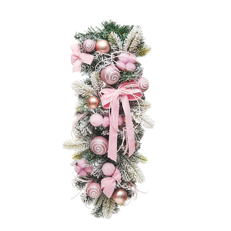 Růžová Vánoční girlanda zdobená 60 cm