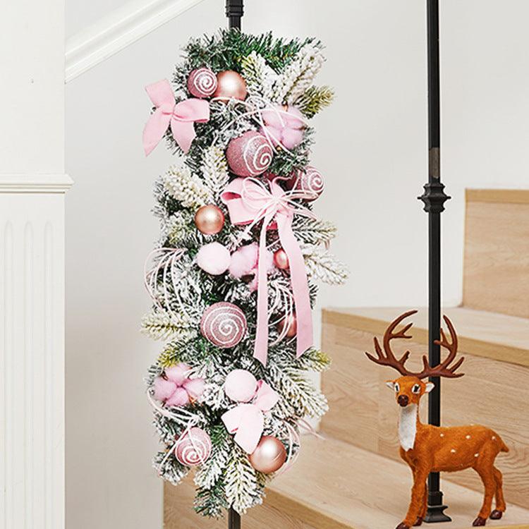 Růžová Vánoční girlanda zdobená 60 cm