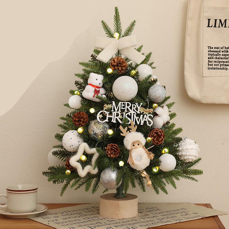 Bílý Vánoční stromek ozdobený - bílý, přírodní, prostý styl, velikosti 30cm, 45cm, 60cm