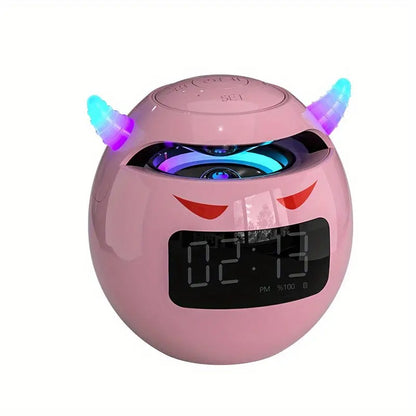 Růžový reproduktor s hodinama