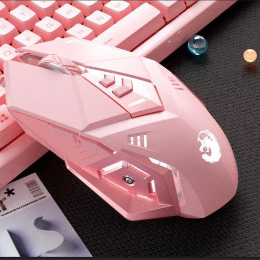 Růžová herní myš PRO, růžová klávesnice a velká design podložka